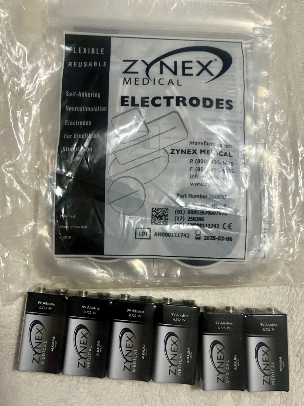 Zynex 10 electrodes for Newave and 10 (9V) batteries